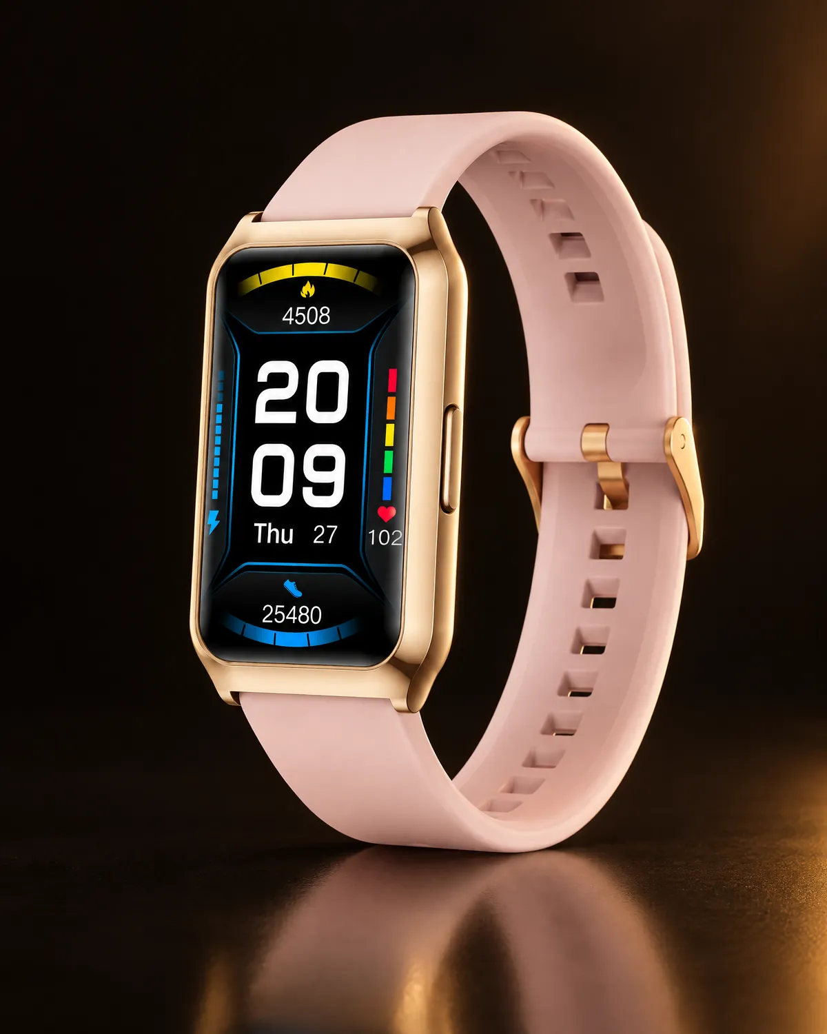 Smartwatch G301, Dourado com pulseira rosa